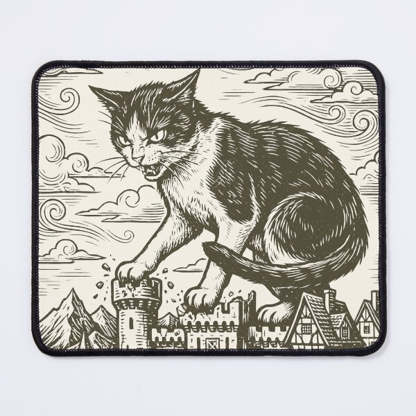 Item preview, Medieval Angry Cat Attack Feline Weirdcore designed and sold by Y-Vibes.