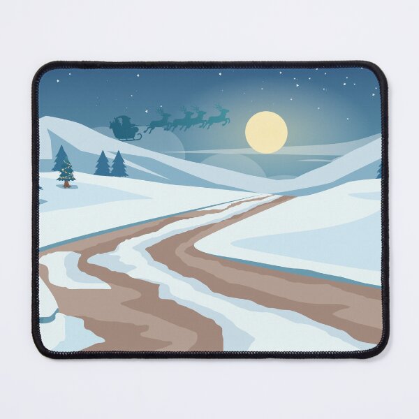 Item preview, Christmas Eve Night Landscape with Santa Sleigh Wallpaper designed and sold by Preat Landscape Vector.