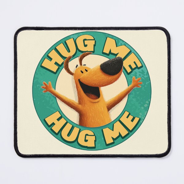 Item preview, Hug Me Badge Cartoon Dog (Teal) designed and sold by M&A Design House.