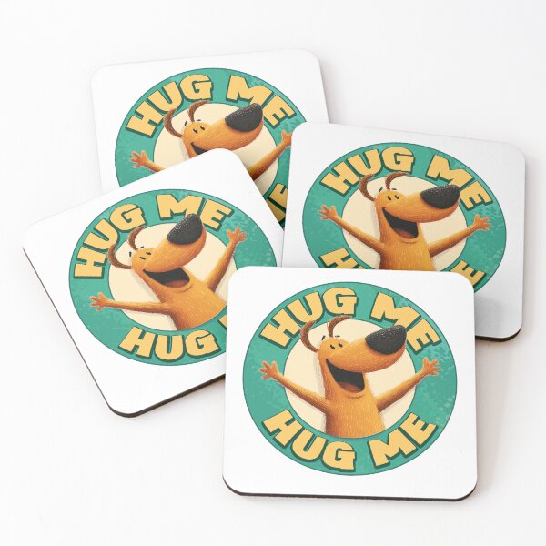 Item preview, Hug Me Badge Cartoon Dog (Teal) designed and sold by M&A Design House.