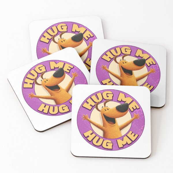 Item preview, Hug Me Badge Cartoon Dog (Pink) designed and sold by M&A Design House.