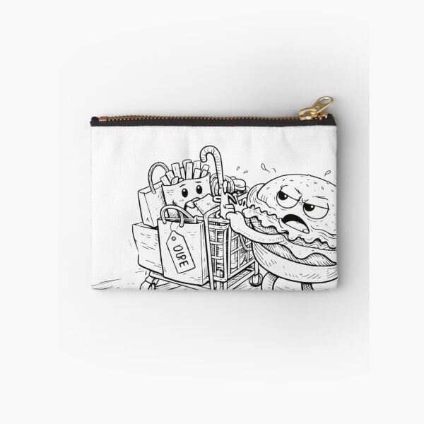 Item preview, Angry Burger Grocery Run | Fast Food Shopping Cart (Black & White Line Art) designed and sold by ComedyInkFactor.