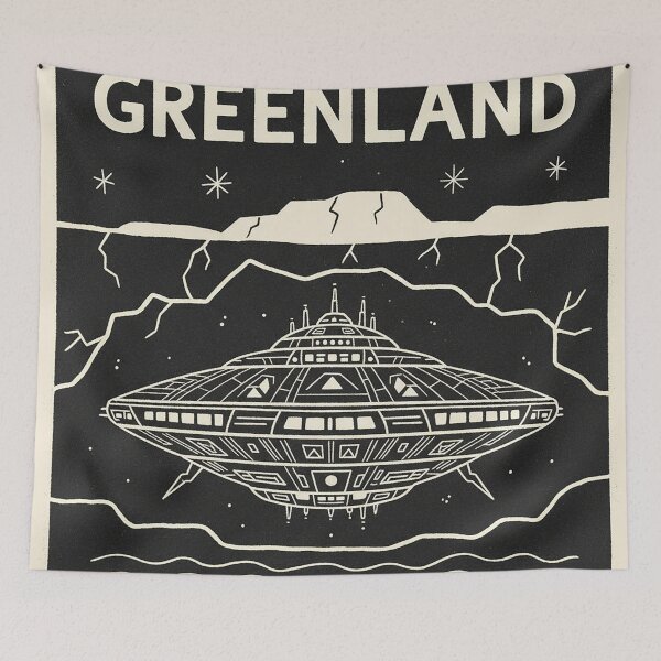 Item preview, Greenland Buried Alien Spaceship Retro Line Art designed and sold by zzz888.