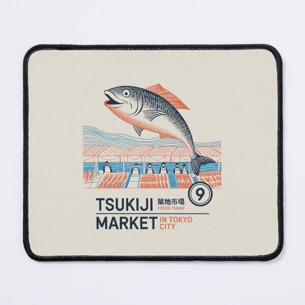 Item preview, Tsukiji Market Tokyo Poster – Playful Japanese Fish Art with Vintage Street Food Vibe designed and sold by paulo silveira.