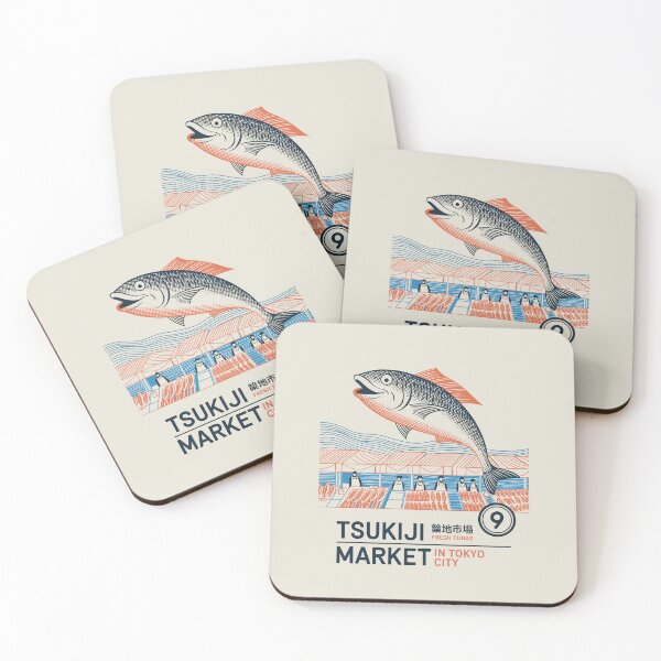 Item preview, Tsukiji Market Tokyo Poster – Playful Japanese Fish Art with Vintage Street Food Vibe designed and sold by paulo silveira.