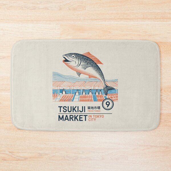 Item preview, Tsukiji Market Tokyo Poster – Playful Japanese Fish Art with Vintage Street Food Vibe designed and sold by paulo silveira.