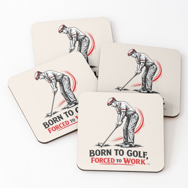 Item preview, Retro Golfer Line Art – Born To Golf, Forced To Work | Black & Red Vintage Golf Design (AI) designed and sold by Cleora Art .