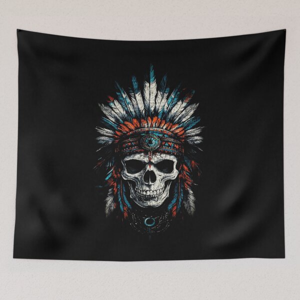 Item preview, Skull War Bonnet – Native American Chief Tattoo T-Shirt designed and sold by PSYNOVA.