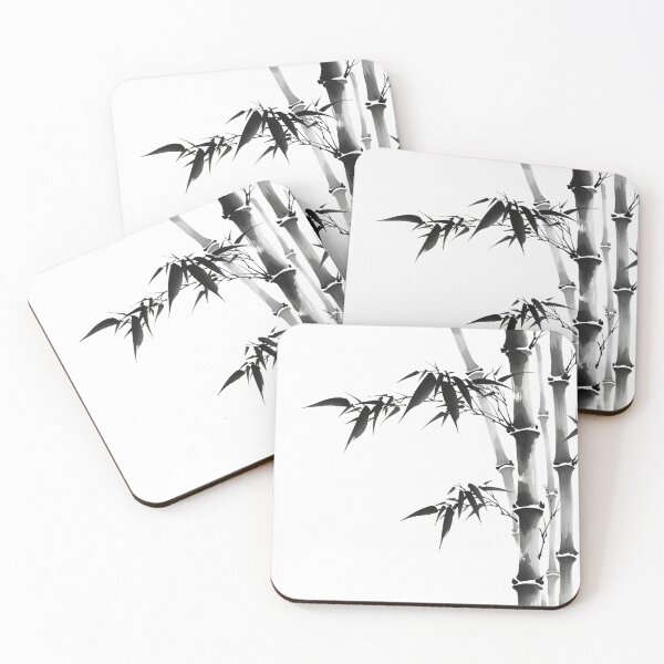 Item preview, Japanese ink wash painting of bamboo stalks, minimal brush strokes, white background, calm zen atmosphere, traditional sumi-e style designed and sold by ryad124.