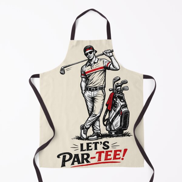 Item preview, Modern Retro Golfer Line Art – Black Ink Sketch with Red Accent | Let’s Par-Tee designed and sold by Cleora Visuals.