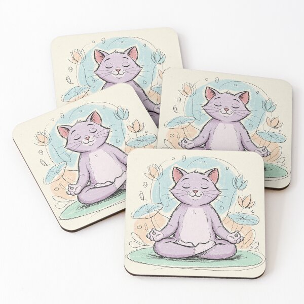Item preview, Zen Cat Yoga Master - Vintage Sketch Illustration designed and sold by VisualRotaStudio .