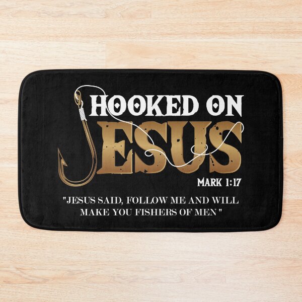 Item preview, Hooked on Jesus: Fishers of Men - Mark 1:17 Christian Fishing Graphic designed and sold by Taglyn.