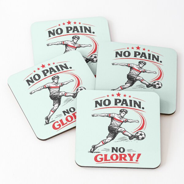 Item preview, No Pain No Glory Soccer Player – Retro Vintage Line Art in Black & Red (AI Graphic) designed and sold by Cleora Visuals.