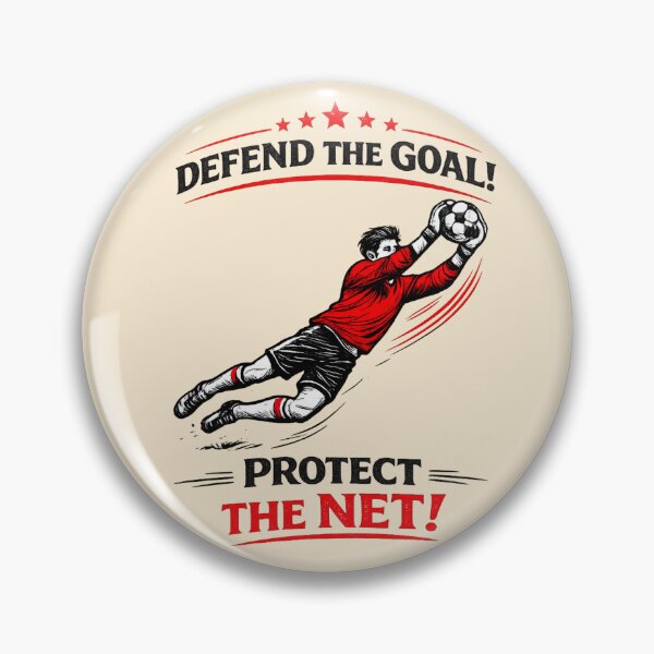 Item preview, Defend The Goal Protect The Net – Retro Soccer Goalkeeper AI Line Art designed and sold by Cleora Visuals.