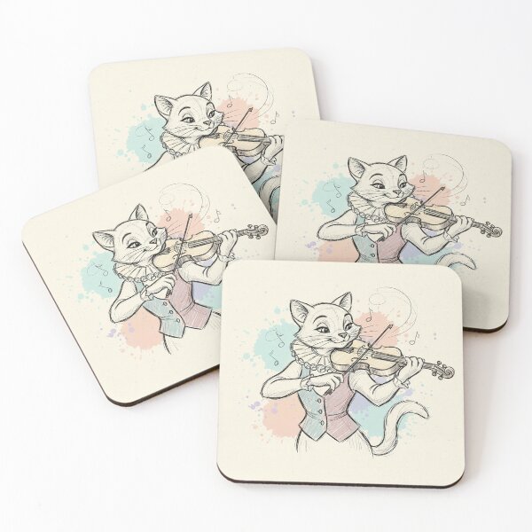 Item preview, Virtuoso Violinist Cat - Elegant Vintage Sketch Art designed and sold by VisualRotaStudio .