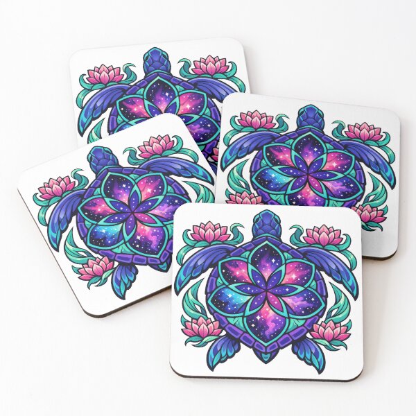 Item preview, Nouveau Lotus Crest Sea Turtle with Cosmic Mandala Shell designed and sold by zoughlal.