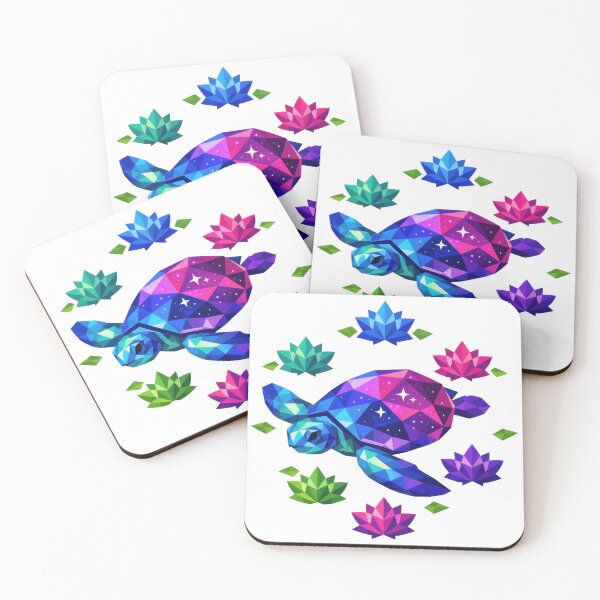 Item preview, Low Poly Galaxy Shell Sea Turtle with Geometric Lotus Frame designed and sold by zoughlal.
