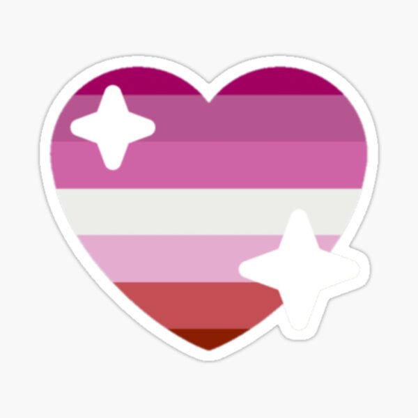 Lesbian Pride Flag Sparkle Heart Emoji Sticker.