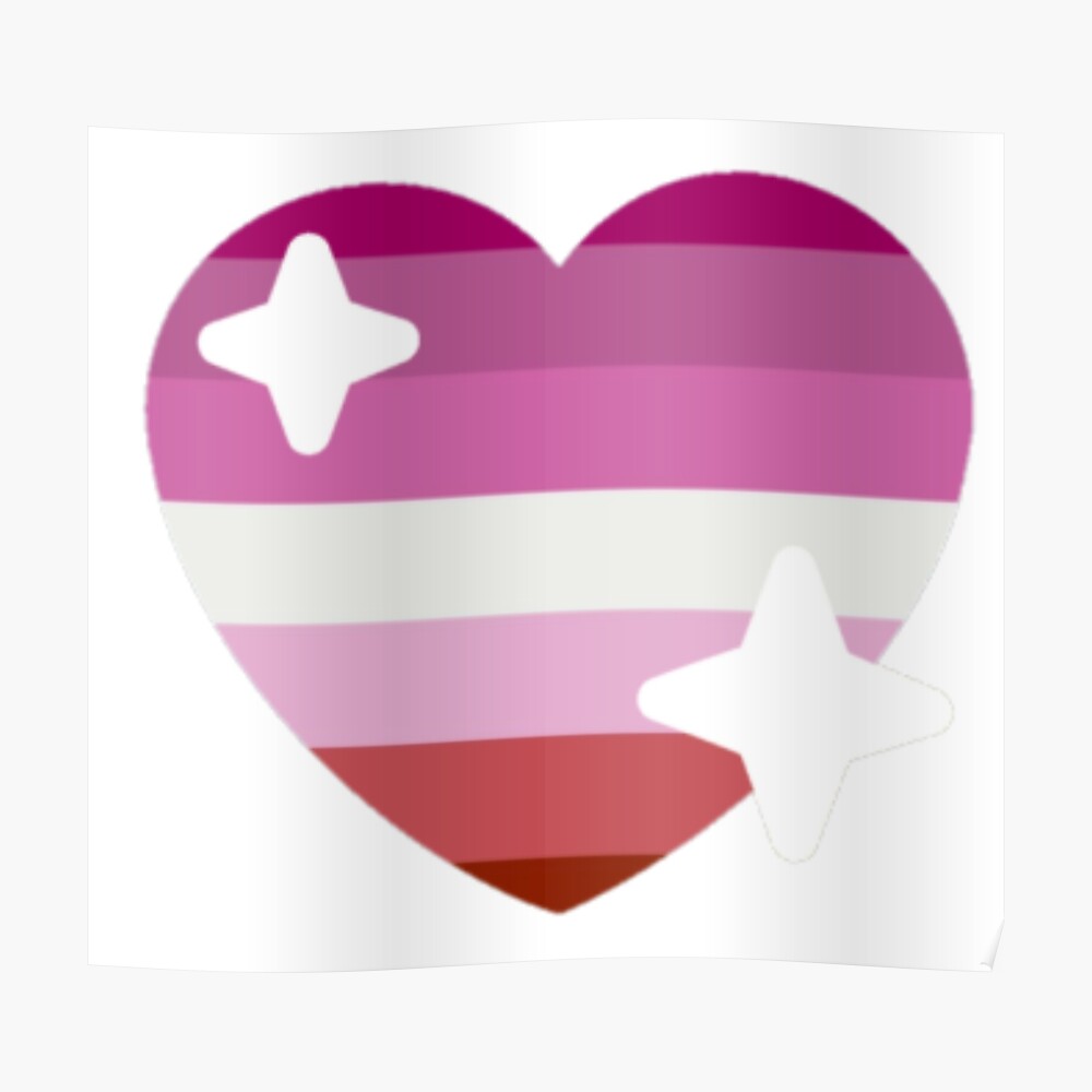Lesbian Pride Flag Sparkle Heart Emoji Poster By All in one Photos.