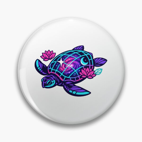 Item preview, Synthwave Grid Shell Sea Turtle with Neon Lotus Accents designed and sold by zoughlal.