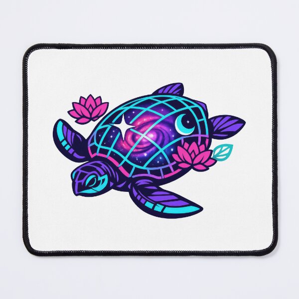 Item preview, Synthwave Grid Shell Sea Turtle with Neon Lotus Accents designed and sold by zoughlal.