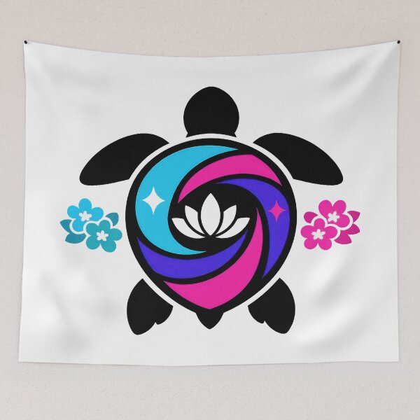 Item preview, Minimal Cosmic Sea Turtle Silhouette with Lotus Emblem designed and sold by zoughlal.