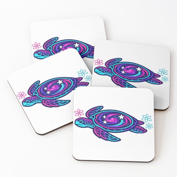 Item preview, Neon Outline Galaxy Sea Turtle with Simple Lotus Icons designed and sold by zoughlal.
