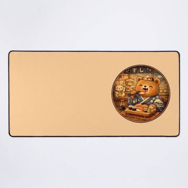 Item preview, Kawaii Bear Eating Sushi – Cozy Japanese Food Illustration designed and sold by CogoPrints.