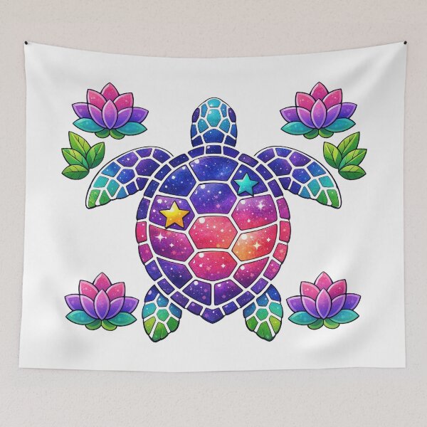 Item preview, Mosaic Tile Galaxy Sea Turtle with Lotus Motifs designed and sold by zoughlal.