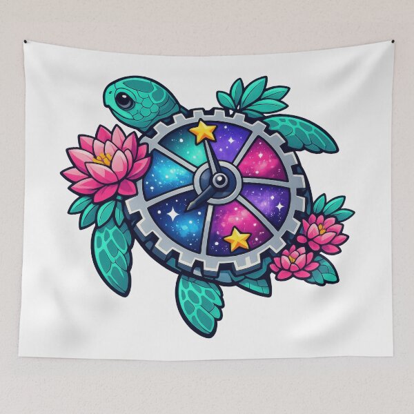 Item preview, Celestial Clockwork Shell Sea Turtle with Lotus Accents designed and sold by zoughlal.