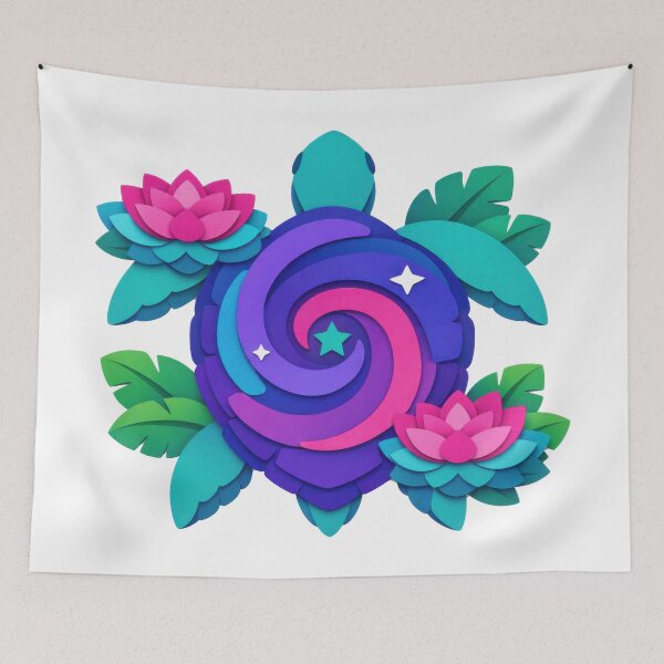 Item preview, Layered Paper Cut Sea Turtle with Cosmic Spiral Shell designed and sold by zoughlal.
