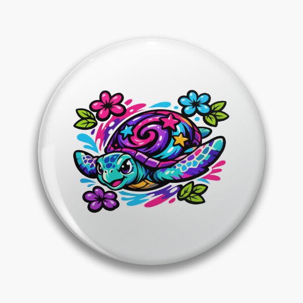 Item preview, Graffiti Pop Galaxy Sea Turtle with Floral Marks designed and sold by zoughlal.