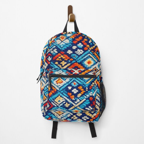 Item preview, Vibrant Blue Orange Geometric Tribal Pattern (AI Textile Design) designed and sold by Cleora Art .