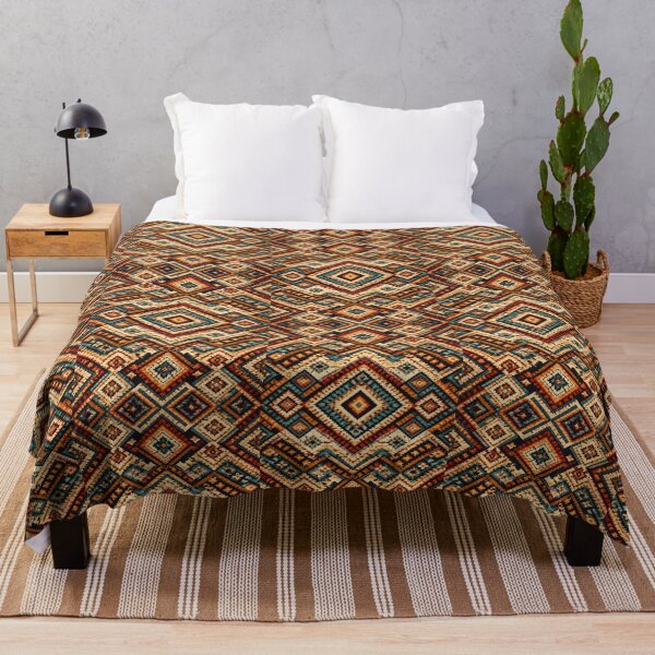 Item preview, Warm Earthy Tribal Diamond Pattern (AI Woven Textile Style) designed and sold by Cleora Art .