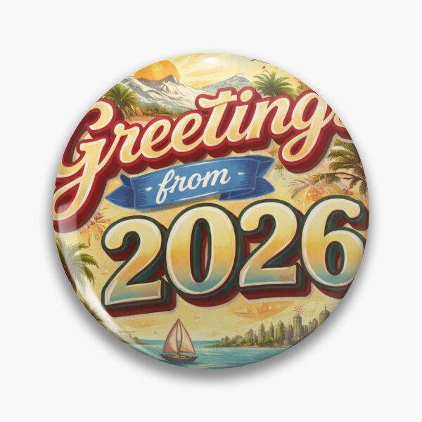 Item preview, A sticker that looks like a postage stamp or a postcard franking mark with "Greetings from 2026" on it. designed and sold by STICKERS FOR SALE NOW.