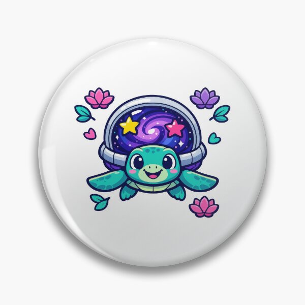 Item preview, Cartoon Space Helmet Shell Sea Turtle with Playful Lotus Confetti designed and sold by zoughlal.
