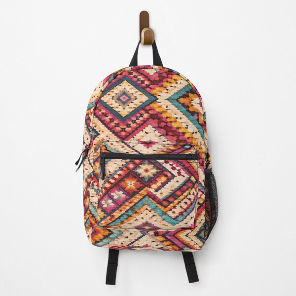 Item preview, Bold Magenta & Teal Tribal Diamond Pattern (AI Woven Textile Style) designed and sold by Cleora Art .