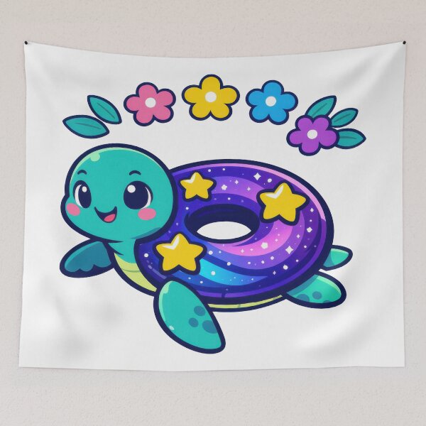 Item preview, Cosmic Donut Shell Sea Turtle with Cheerful Flowers designed and sold by zoughlal.