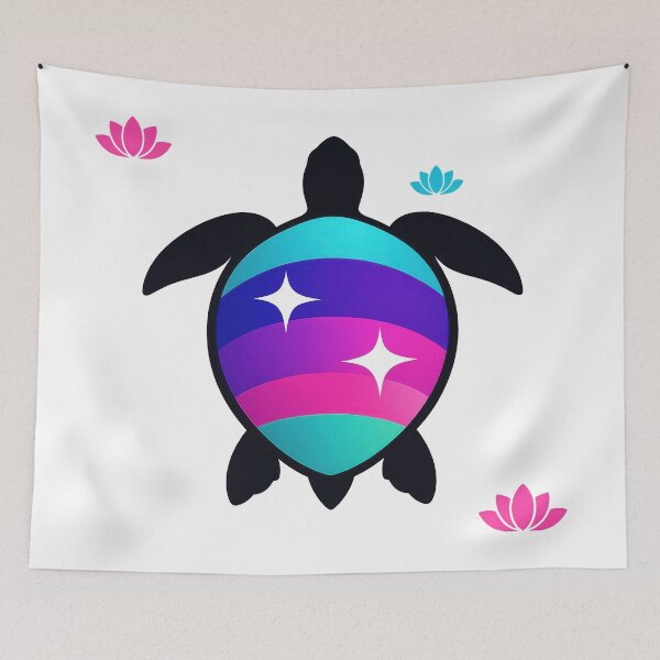 Item preview, Prism Gradient Shell Sea Turtle with Minimal Lotus Accents designed and sold by zoughlal.
