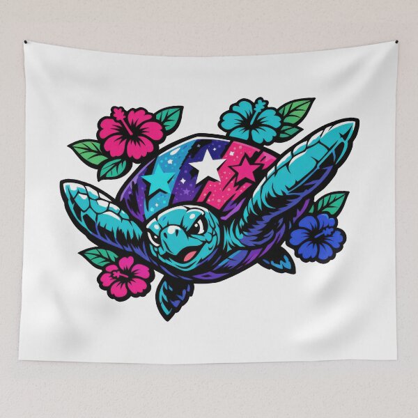 Item preview, Comic Ink Action Sea Turtle with Cosmic Burst Shell designed and sold by zoughlal.
