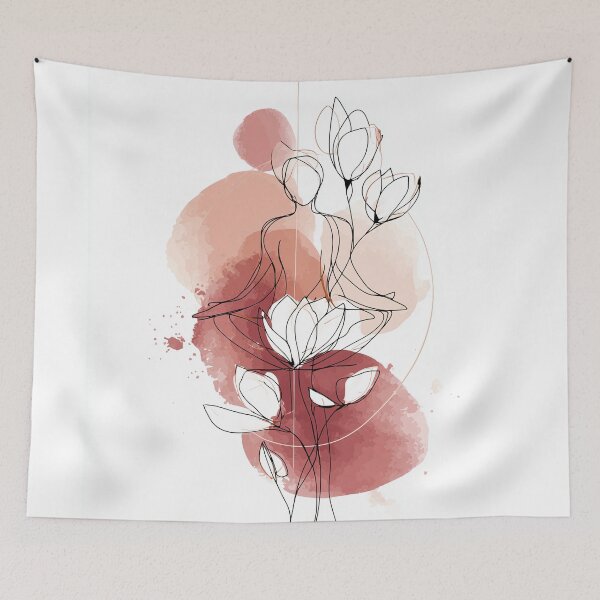 Item preview, Abstract Female Figure doing yoga with Flowers designed and sold by lautir.