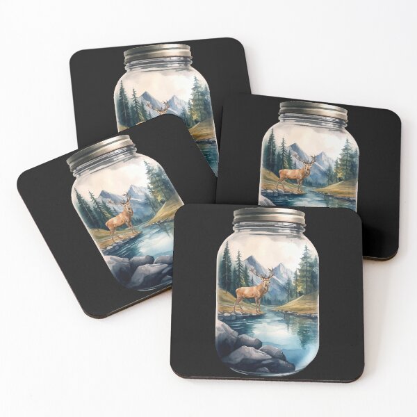 Item preview, Deer On The Bank Of A Mountain Stream In A Jar designed and sold by JokeAndStyle.