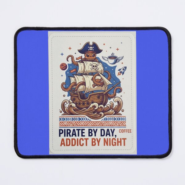 Item preview, Pirate By Day Coffee Addict By Night Space Ship Illustration designed and sold by Scro-Ciob-Shop.