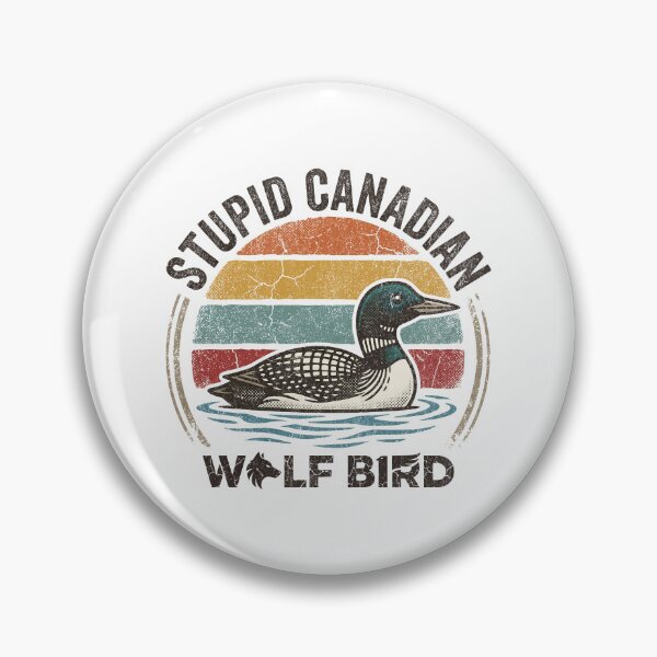 Item preview, Stupid Canadian Wolf Bird Retro Sunset Heated Rivalry Loon designed and sold by EvrmoodCo.