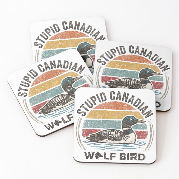 Item preview, Stupid Canadian Wolf Bird Retro Sunset Heated Rivalry Loon designed and sold by EvrmoodCo.