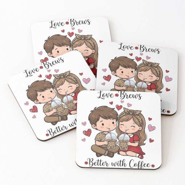 Item preview, Cute Coffee Couple Valentine Illustration – Love Brews Better With Coffee designed and sold by Lulunza.