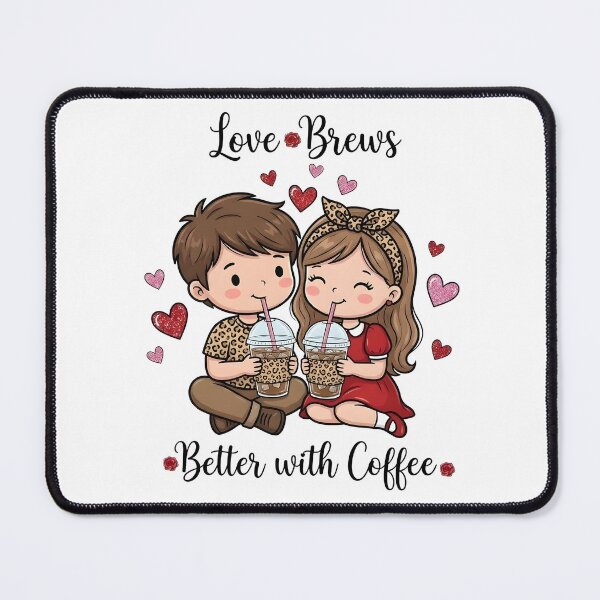 Item preview, Cute Coffee Couple Valentine Illustration – Love Brews Better With Coffee designed and sold by Lulunza.