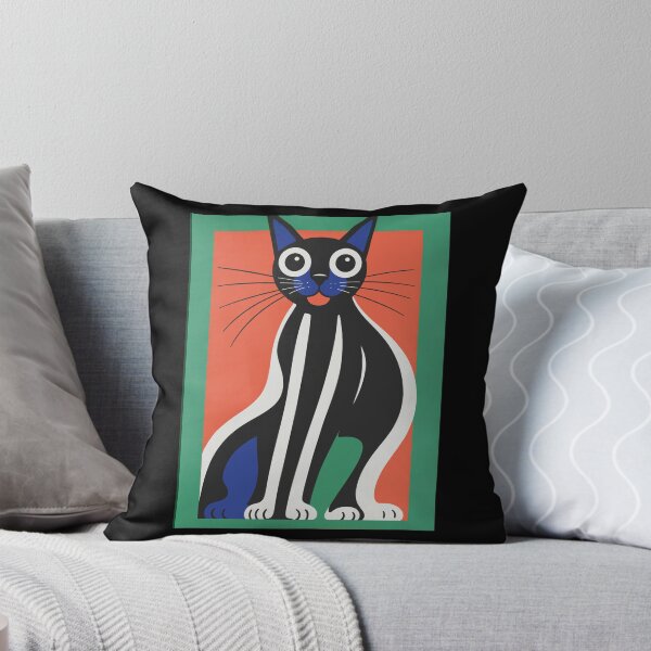 Item preview, tylish Black Cat Art Print – Modern Graphic Feline Design on Green & Red Background designed and sold by paulo silveira.