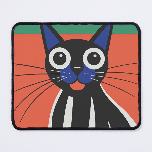 Item preview, tylish Black Cat Art Print – Modern Graphic Feline Design on Green & Red Background designed and sold by paulo silveira.