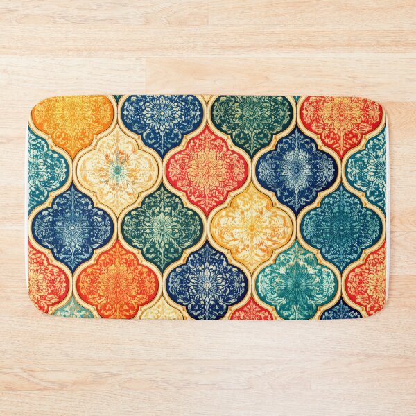 Item preview, Colorful Moroccan Quatrefoil Tile Pattern (AI Decorative Design) designed and sold by Cleora Art .
